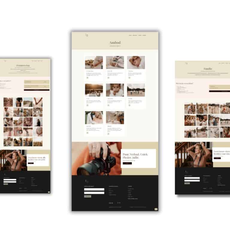 Overzichtsfoto's van website voor Lexa Roosemeyers door Billie Branding