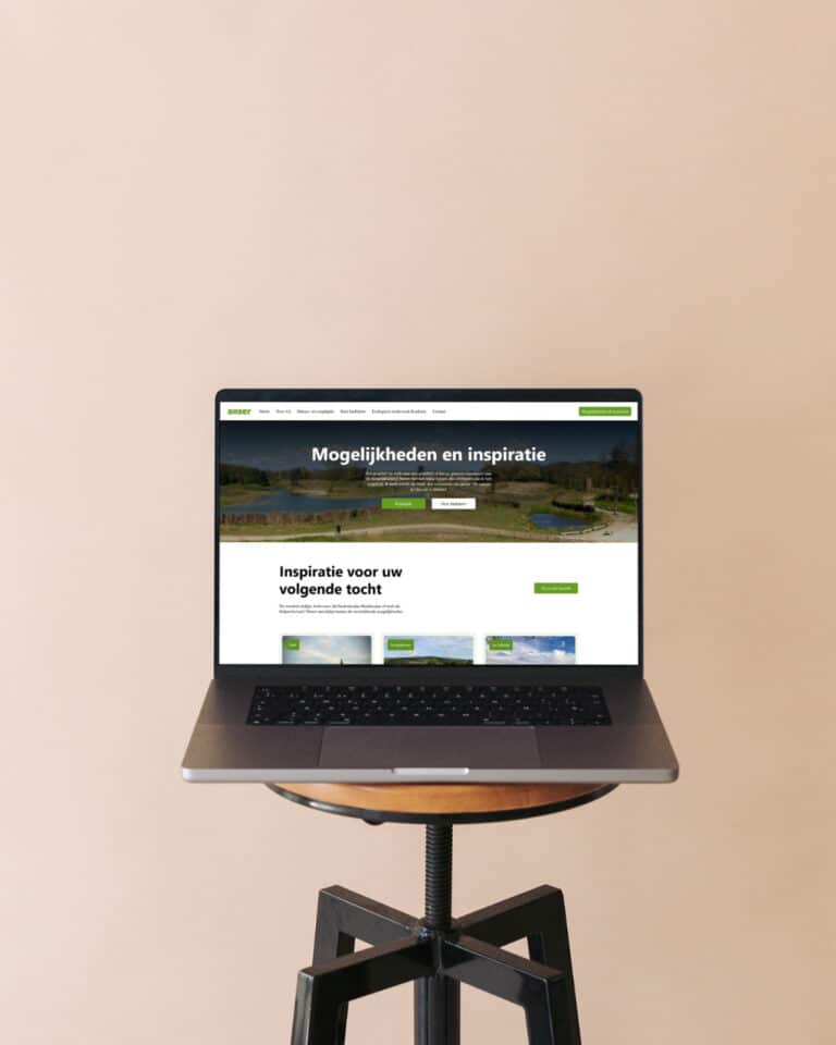 Laptop met Billie Branding website over mogelijkheden en inspiratie.