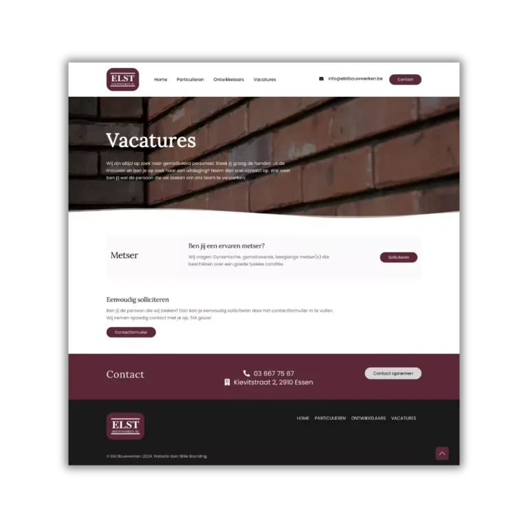Elst Bouwwerken - Vacatures online plaatsen met Billie Branding