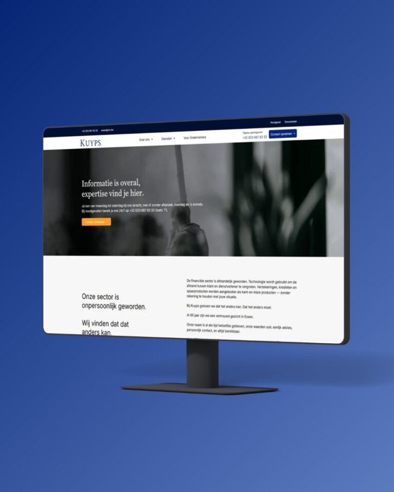 Afbeelding van de nieuwe dienstenpagina op de website van Kuyps Verzekeringen, gemaakt door Billie Branding in Essen