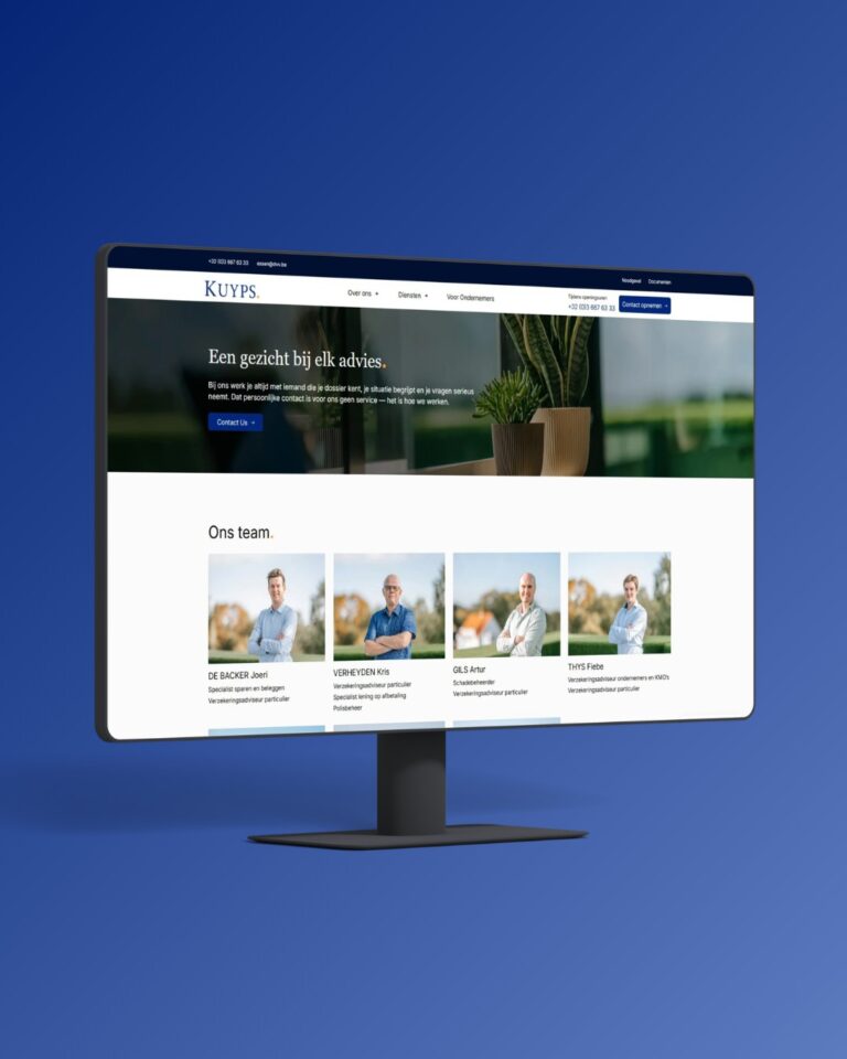 Afbeelding van de nieuwe teampagina op de website van Kuyps Verzekeringen, gemaakt door Billie Branding in Essen
